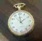 1198 Open Face Quartz Chantel Vintage Mens Swiss Pocket Watch Runs Great