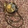 1231-3 Colibri Goldtone Gold Face Pocket Watch Quartz Chain