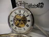 1644-7 Colibri Silvertone Skeleton Sided Pocketwatch New Reduced