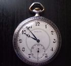 1928-29 Zenith Swiss Open Face Pocket Watch Silver Case
