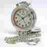 24725 Vicotorinox Swiss Army Travel Alarm Pocket Watch W Chain Stainelss Steel Rare