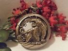 32 Bronze Chain Tiger Wild Pocket Watch Cat Toned Pendant Big "