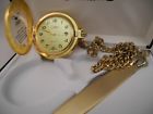 421-3 Colibri Goldtone Pocket Watch Swiss Pts Fancy Chain Knife New