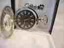 4417-9 Colibri Silvertone Quartz Black Face Pocket Watch With Luminus Markers New