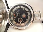 6872-6 Colibri Stainless Steel Black Face Eye Pocket Watch Chain New