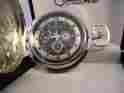 6877-9 Colibri Stainless Steel Black Face 3 Eye Pocket Watch W Chain New As-is