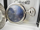 773-4 Colibri Silvertone Blue Face Pocket Watch New