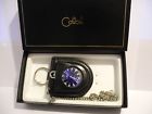 7981-5 Colibri Blue Face Silvertone Pocketwatch Leather Holder