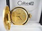 815-7 Colibri Swiss Goldtone Gold Face Pocket Watch Date New