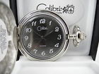 829-3 Colibri Silvertone Stripes W Shield Black Face Pocket Watch New