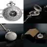 8541780822 Classic Quartz Pocket Watch Roman Numerals Scale Chain 652508259543