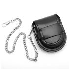 906644 Pu Leather Pocket Watch Box Holder Storage Case Purse Chain