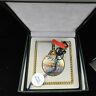 A1665-fis Belair Fisherman Design Cased Pocket Watch Gold Chain Swiss Quartz