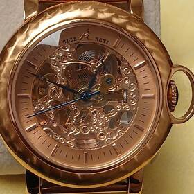 Ak7119-mrg Adee Kaye Skeleton Rose Gold Mechanical Pocket Watch Chain