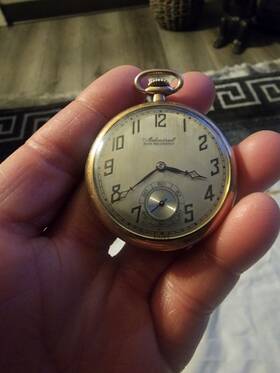 Run15 Admiral Pocket Watch Open Face Gold Filled Case Does Run 15 Jewel Movement