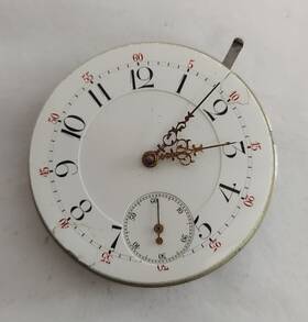 1890s Agassiz 80304 Swiss Pocket Watch Movement Dial Hands Circa 1876 High Grade