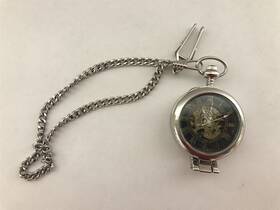 16265 American Coin Treasures Jfk Half Dollar Pocket Watch With Skeleton Movement