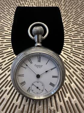 4672717 American Waltham Silver Plated Open Face Pocket Watch Roman Numerals Mechanical