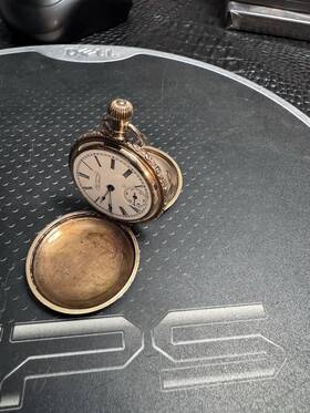 4957068 American Waltham Antique 14k Gold Watch Company Hunter Solid Runs Estate Find