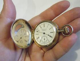 6591486 American Waltham Antique 1890 Watch Co 14k Rose Gold Fill Hunter Pocket