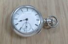 3-k979 Antique 11- Pocket Case Illinois Wound Coin Silver Key 1880 Watch