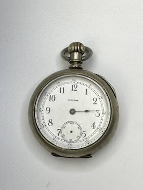 153525 Antique Trenton Pocket Watch 1890s Railroad Timepiece Silveroid Vintage