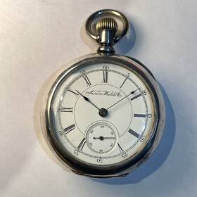 21024 Antique Aurora Watch Co. Coin Silver 11j S#21024 1885 18s Pocket Runs