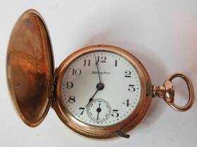 2400538 Antique 1908 Womens Hambden Molly Stark Gold Fil Pocket Watch Lever Hunting Case