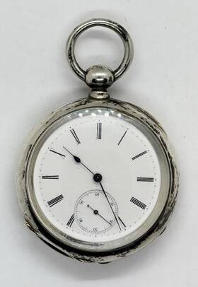 24706 Antique Paul Laval Silver Key Wind Pocket Watch Rare Chaux De Fonds W / Box