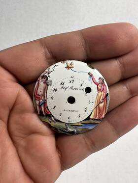 3124 Antique Rare Jaqs Bouviers A. Geneve Enamel Pocket Watch Dial Marked #3124
