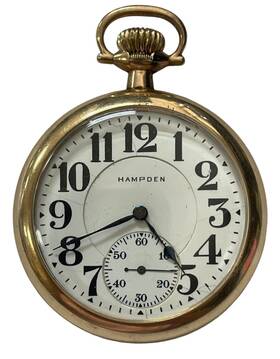 3317401 Antique 1915 Hampden Railway 19j 16s Pocket Watch Model 5