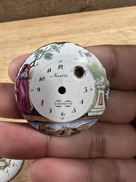 3529 Antique Rare Mauris A. Geneve Enamel Pocket Watch Dial Marked #3529