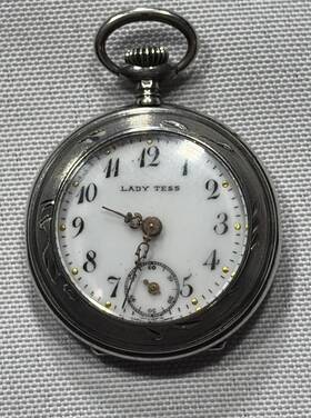 451074 Antique Vintage Lady Tess Swiss .800 Silver Pocket Watch Not Working