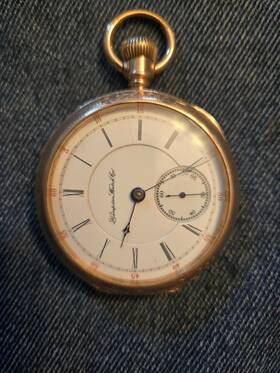 794129 Antique Hampden 1893 Pocket Watch Railroad Works Perfect No. 49 17j 18s