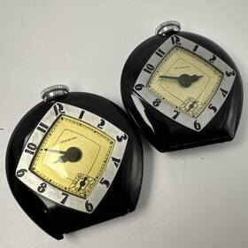 Bd27 Antique Vintage/antique 1930s Art Deco New Haven Pocket Watch Usa Night Stand Pair