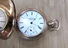 6-e6161 Antique Case Gold Hunter Elgin Watch Full 1895 Pocket Filled