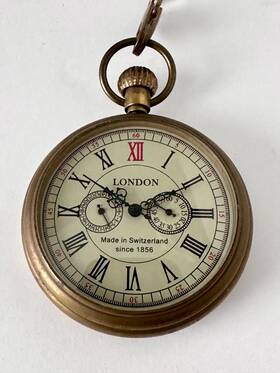 London1875 Antique London Pocket Watch Swiss Made Since 1856 - Works/ For Parts Or Repair