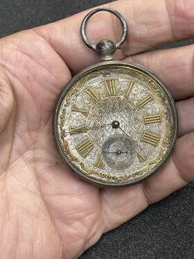 Tj1080 Antique Keywind Silver Pocket Watch For Repair........tj1080