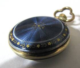 86503 Argent Dore Silver Blue Guilloche Enamel Swiss Watch Antique Vintage Not Working