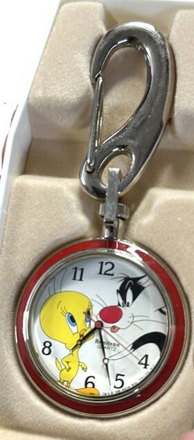 Armitron 2200/280 Looney Tunes Sylvester And Tweety Quartz Pocket Fob Watch