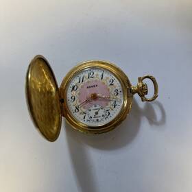 B593 Arnex Vintage Pocket Watch Gold Plated 17 Jewels France Manual Wind -