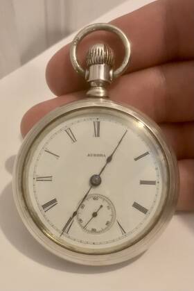 110059 Aurora Antique Illinois Watch Co Size 18 Fahys Coin Silver # 1 Case Parts Repair
