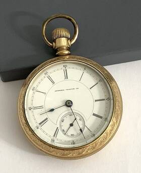 C.1885 Aurora Watch Co. 43906 Antique Pocket 18s Open Face Movement Serial