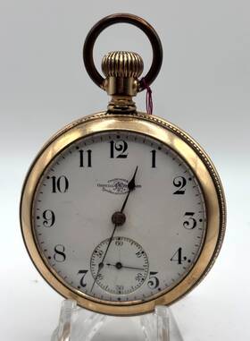 11856342 Ball 17 Jewel Size 18 Open Face 14k Rolled Gold Pocket Watch Runs