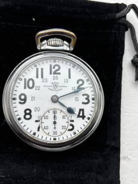 435b Ball 1962 Official Rr Standard 21j Pocket Watch White Dial