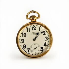 91271w Ball Official Standard Cleveland 21j Rr Pocket Watch 10k Gf Running With Chain