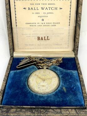 B400841 Ball Pocket Watch Commercial Standard 1926 Swiss Hand Wind 19 Jewels 14k Gf 12s