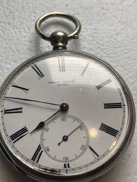 123505 Baume Geneve Vintage Pocket Watch Fine Silver Untested Missing Key