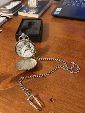 X004aordw1 Boshiya Quartz Pocket Watch Silver Smooth Classic Finish