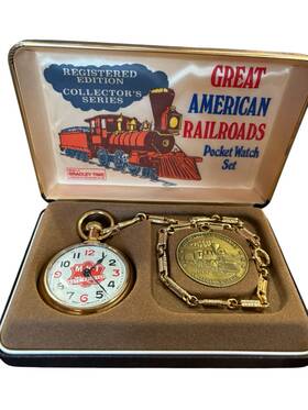 A00620 Bradley 00620 Time Mkt Katy Railroad Great American Railroads Pocket Watch Set #a00620